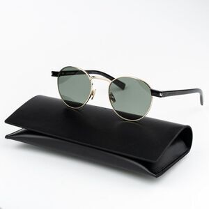 NEW Saint Laurent SL707 002 Gold Havana Green Oval Unisex Sunglasses